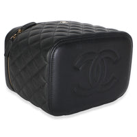 Chanel Black Quilted Caviar Large Vanity Pouch Handbag 7