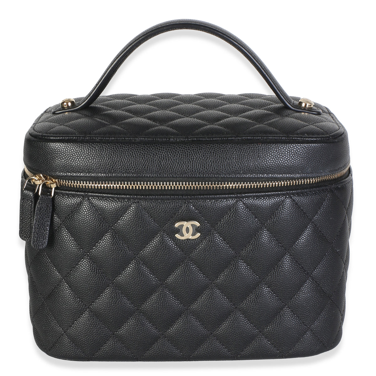 Chanel Black Quilted Caviar Large Vanity Pouch id