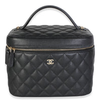 Chanel Black Quilted Caviar Large Vanity Pouch id