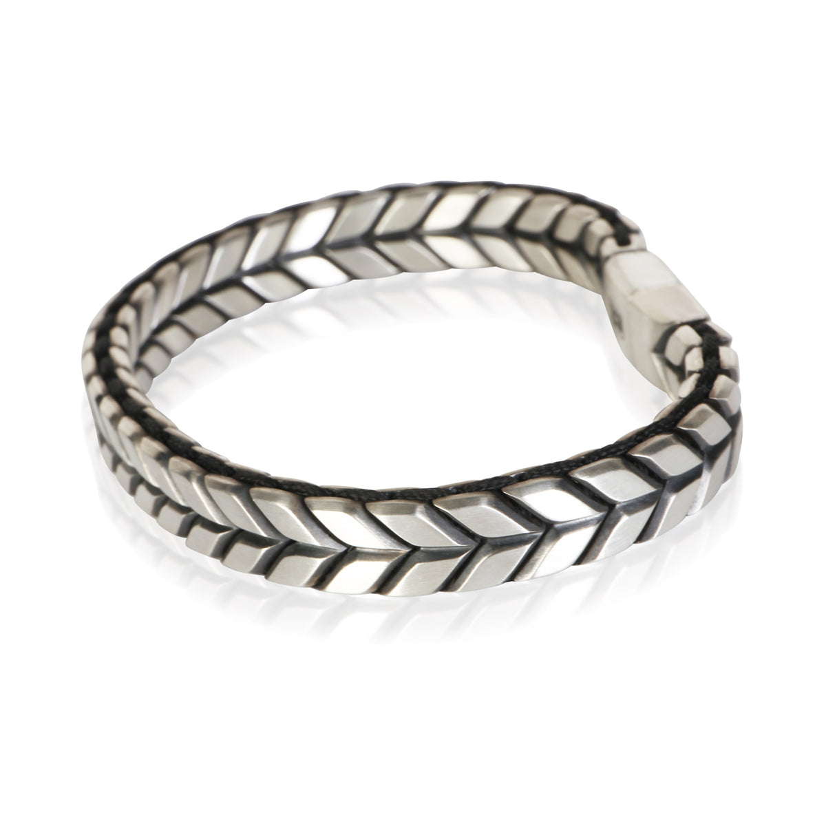 David Yurman Sterling Silver Woven Chevron Link Bracelet 2