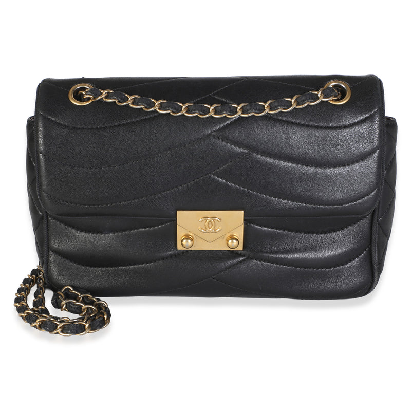 Chanel Black Chevron Lambskin Medium Paris Seoul Pagoda Flap Bag Handbag fv