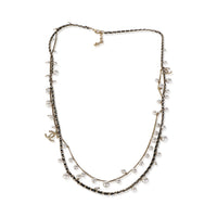 Chanel Gold Plated 2016 Leather & Faux Pearl CC Necklace 3