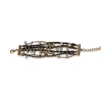 Chanel Gold Plated 2018 Leather & Faux Pearl CC Bracelet fv