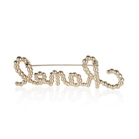Chanel Gold Plated 2019 Script Faux Pearl & Strass Brooch 3