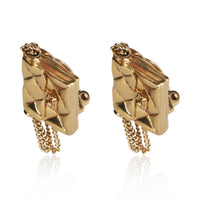 Chanel Gold Plated 2002 Flap Bag Earrings 2