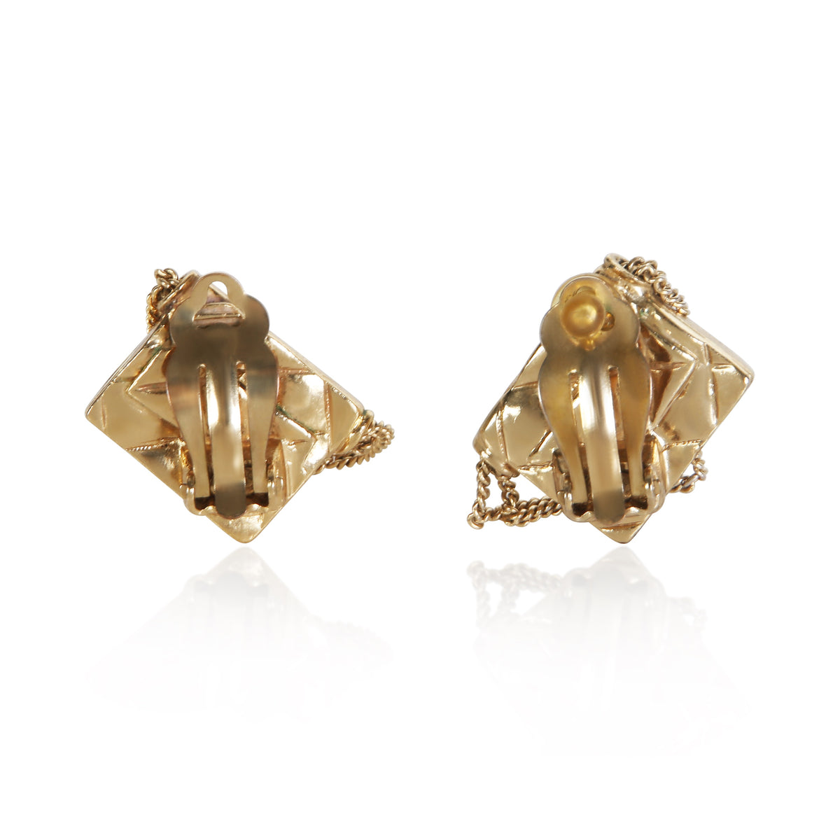 Chanel Gold Plated 2002 Flap Bag Earrings 4