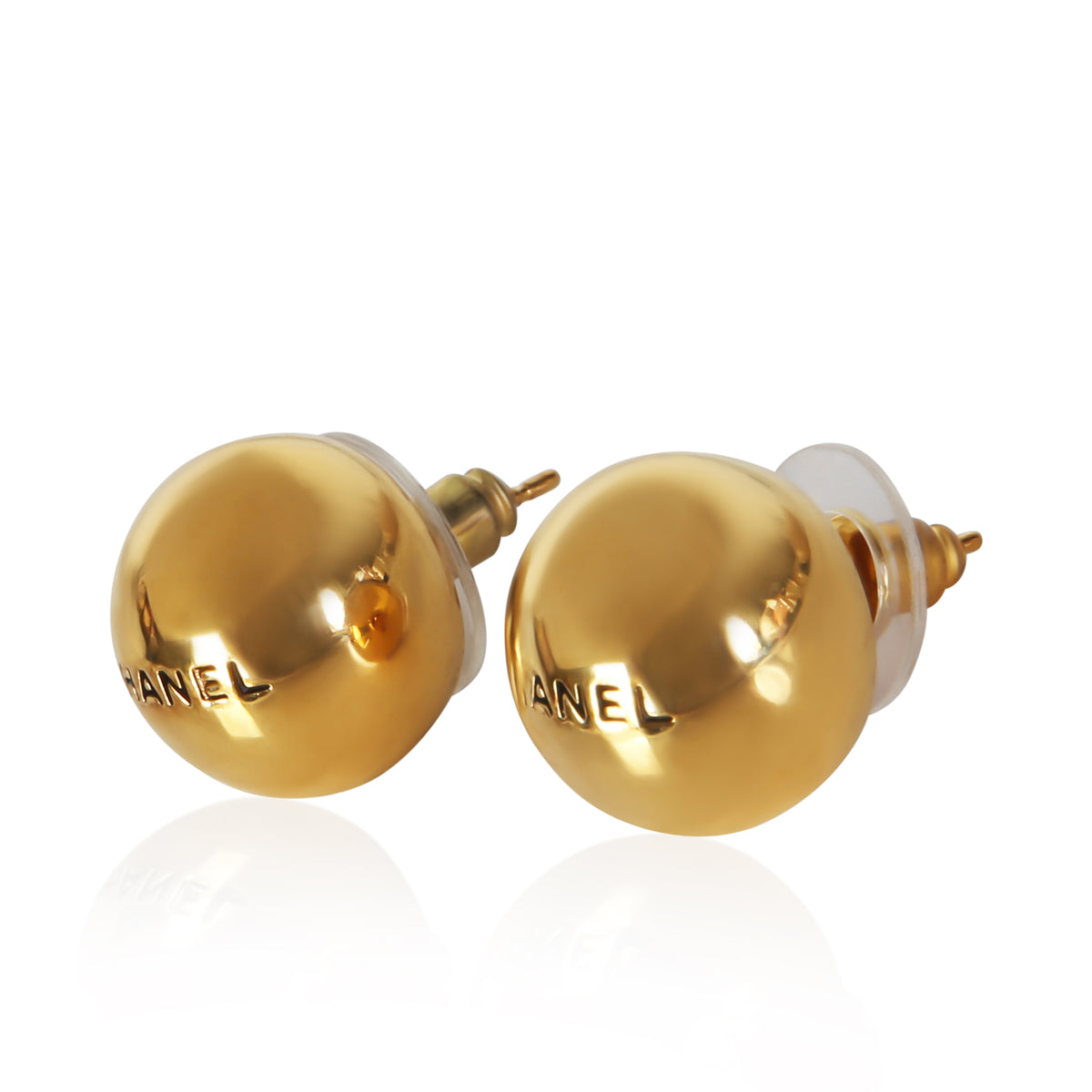 Chanel Gold Plated Vintage 1998 Ball Stud Earrings 2
