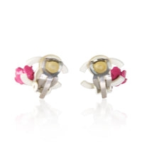 Chanel White & Pink Enamel CC Earrings 3