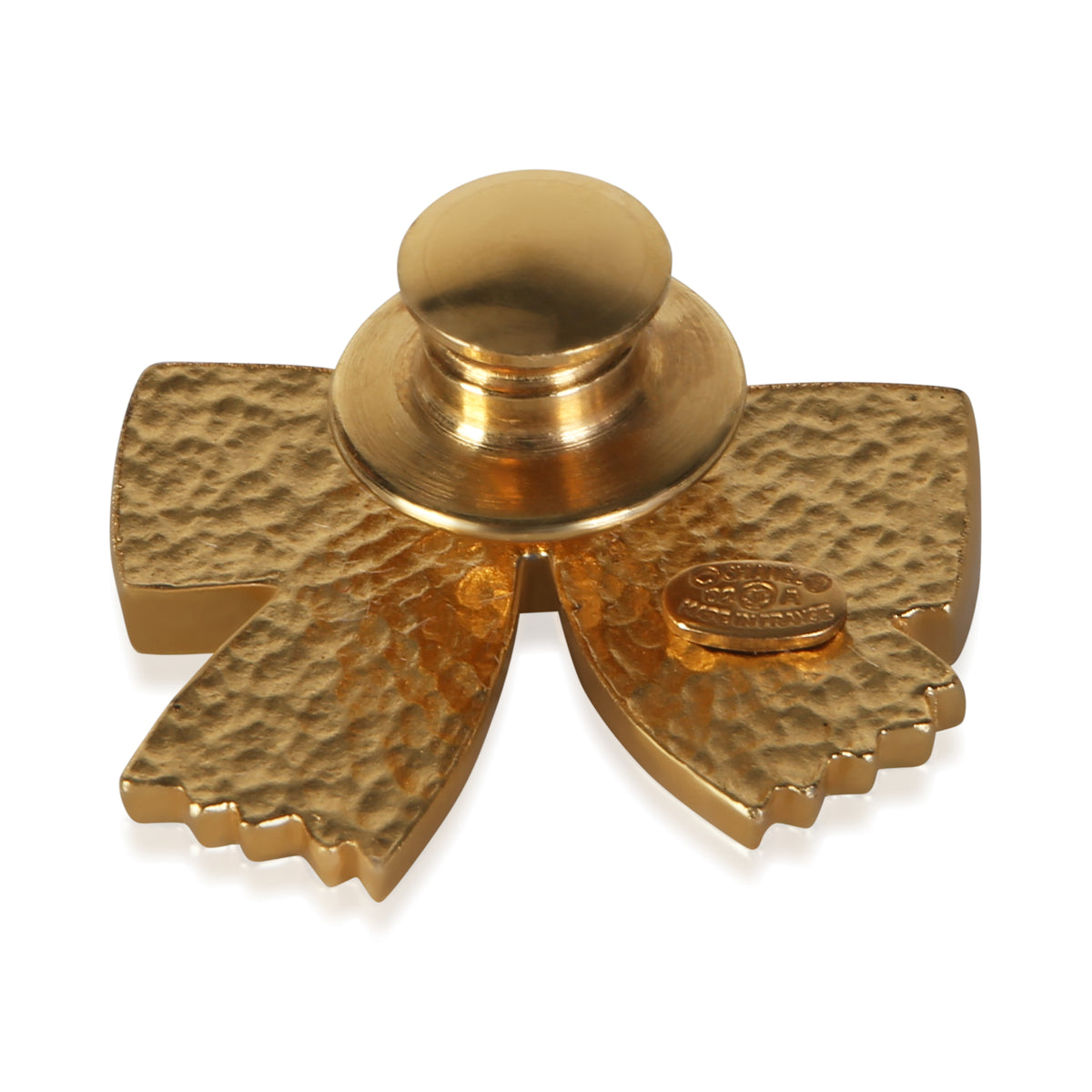 Chanel Gold Plated Black Enamel & Faux Pearl Bow Brooch 3