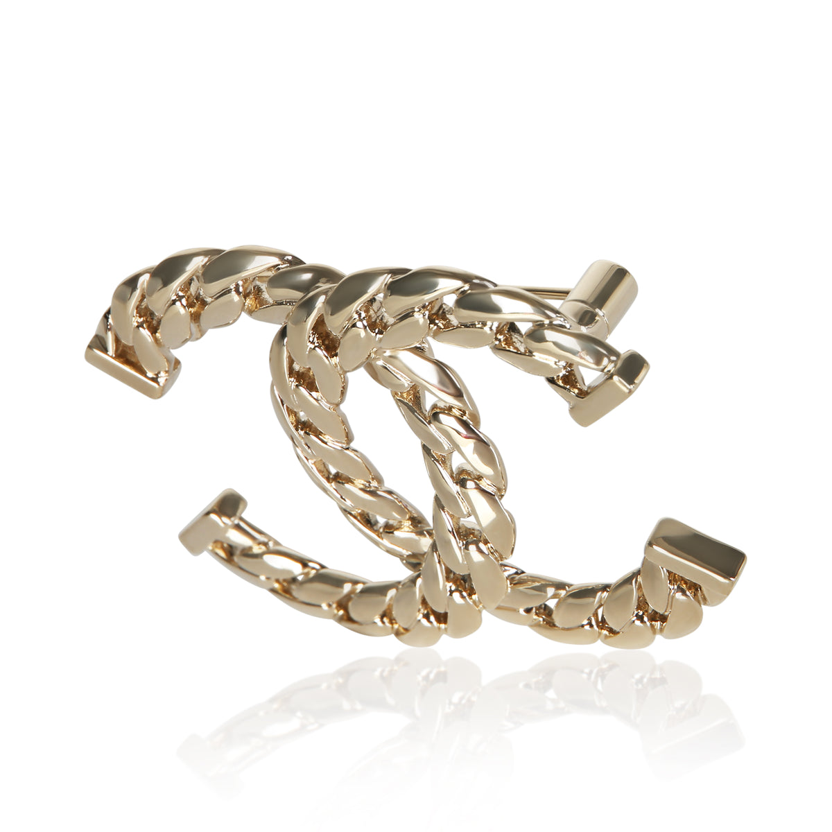 Chanel Gold Plated Chain Link CC Brooch 2