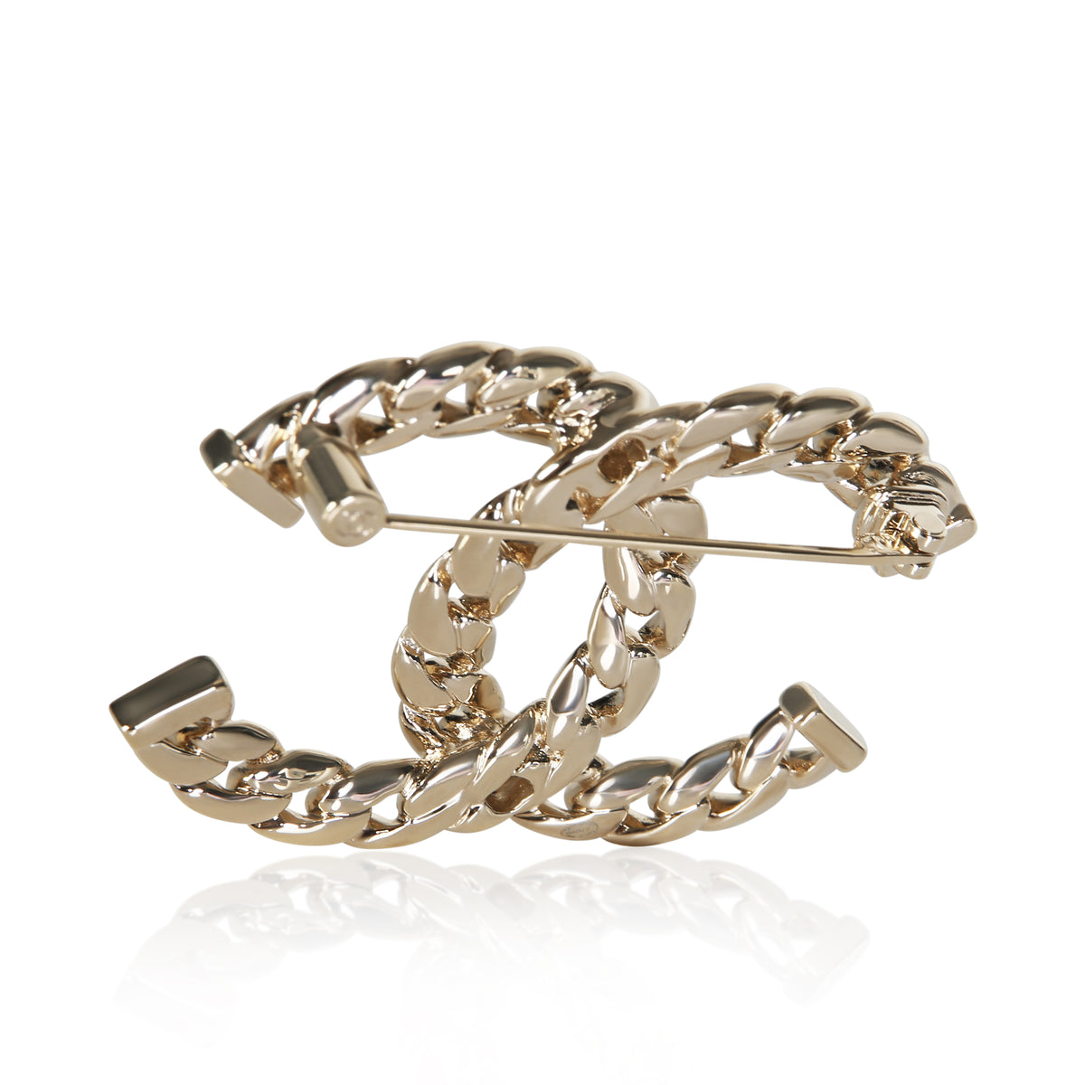 Chanel Gold Plated Chain Link CC Brooch 4
