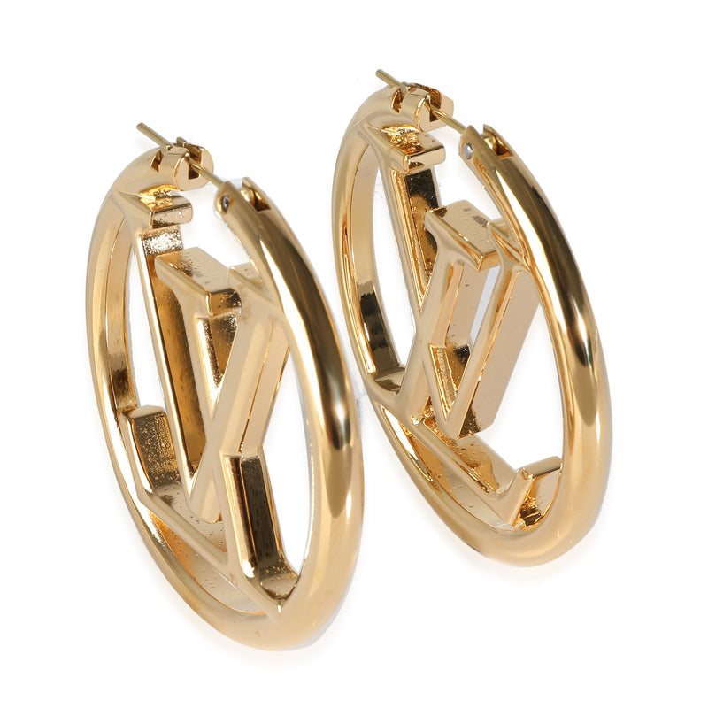 Louis Vuitton Gold Plated Louise Hoop Earrings fv