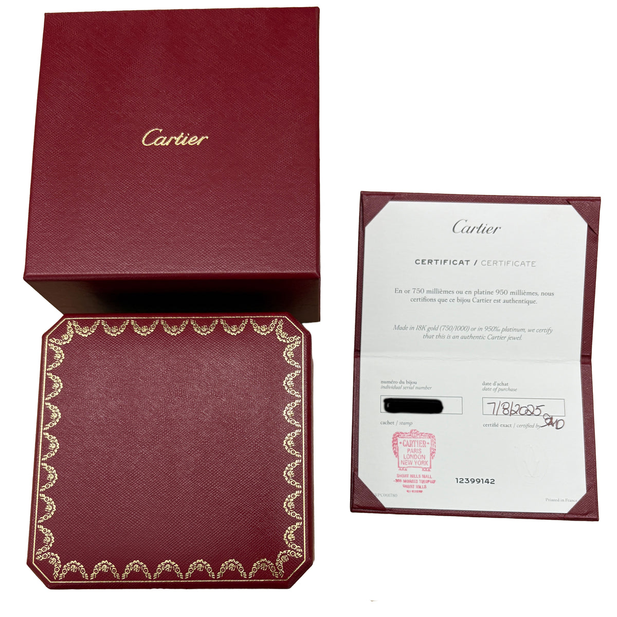 Cartier Yellow Gold Single Screw Love Bracelet box