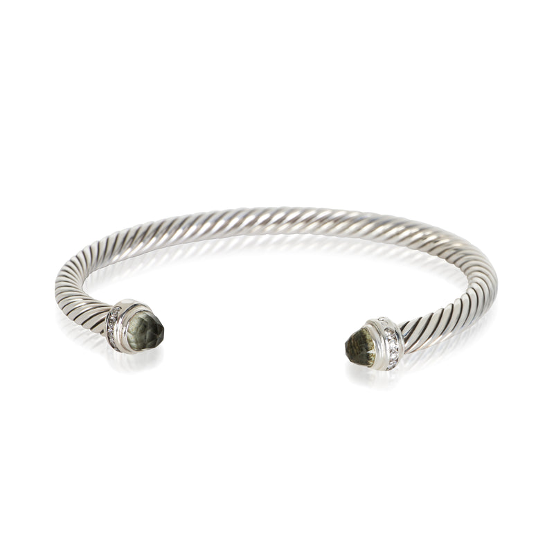 David Yurman Sterling Silver Prasiolite and Diamond Cable Classic Bracelet fv