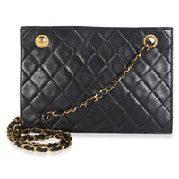 Chanel Vintage Black Quilted Lambskin Small Timeless Shoulder Tote Handbag id