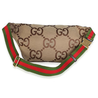 Gucci Brown Jumbo GG Canvas Textured Dollar Calfskin Web Belt Bag Handbag 4