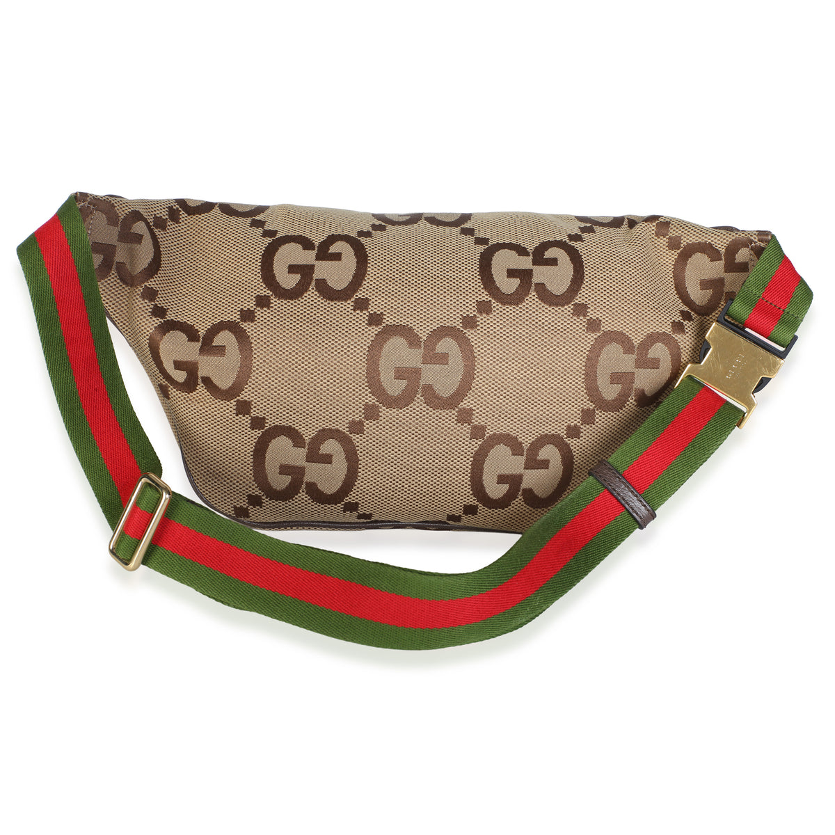 Gucci Brown Jumbo GG Canvas Textured Dollar Calfskin Web Belt Bag Handbag 4