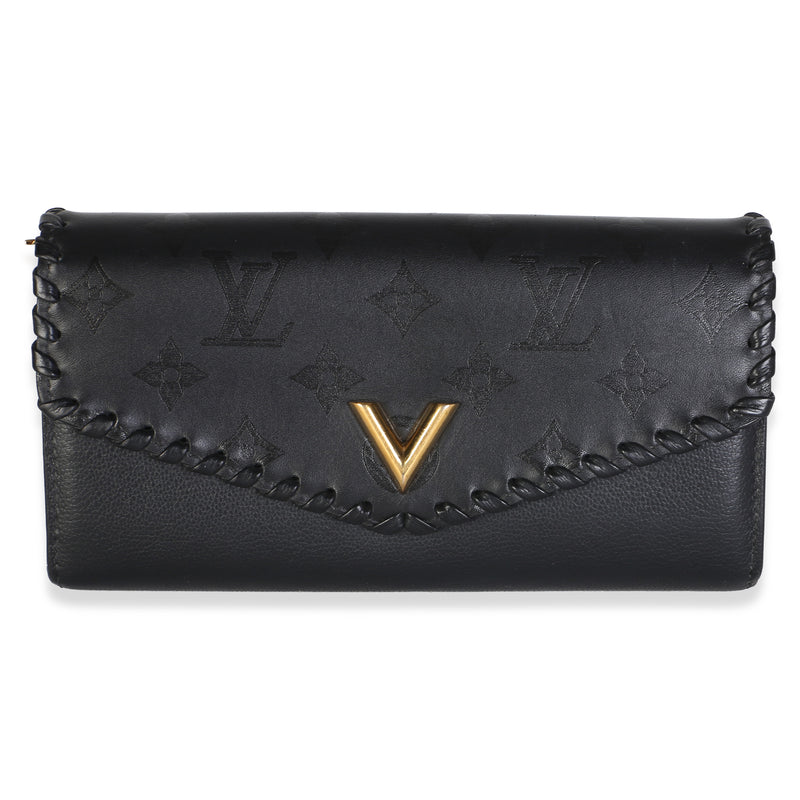 Louis Vuitton Black Monogram Cuir Plume Very Wallet Wallet fv