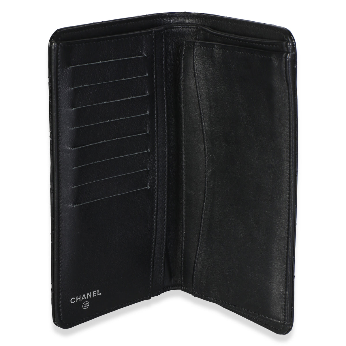 Chanel Black Quilted Patent CC Yen Wallet Wallet 8