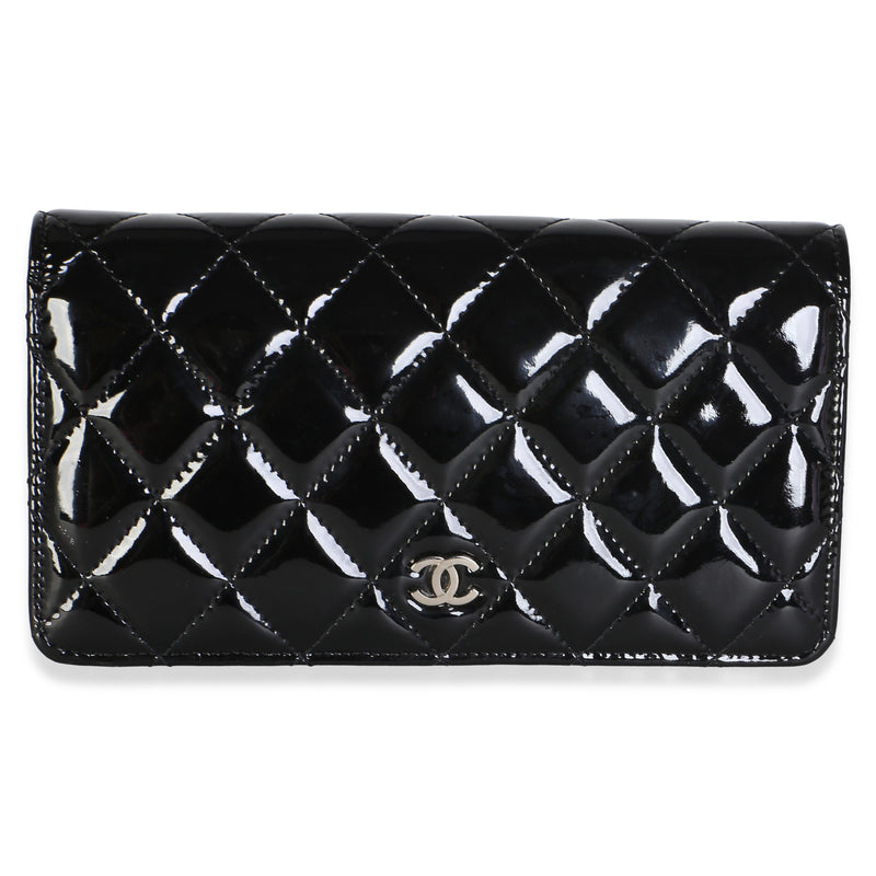 Chanel Black Quilted Patent CC Yen Wallet Wallet fv