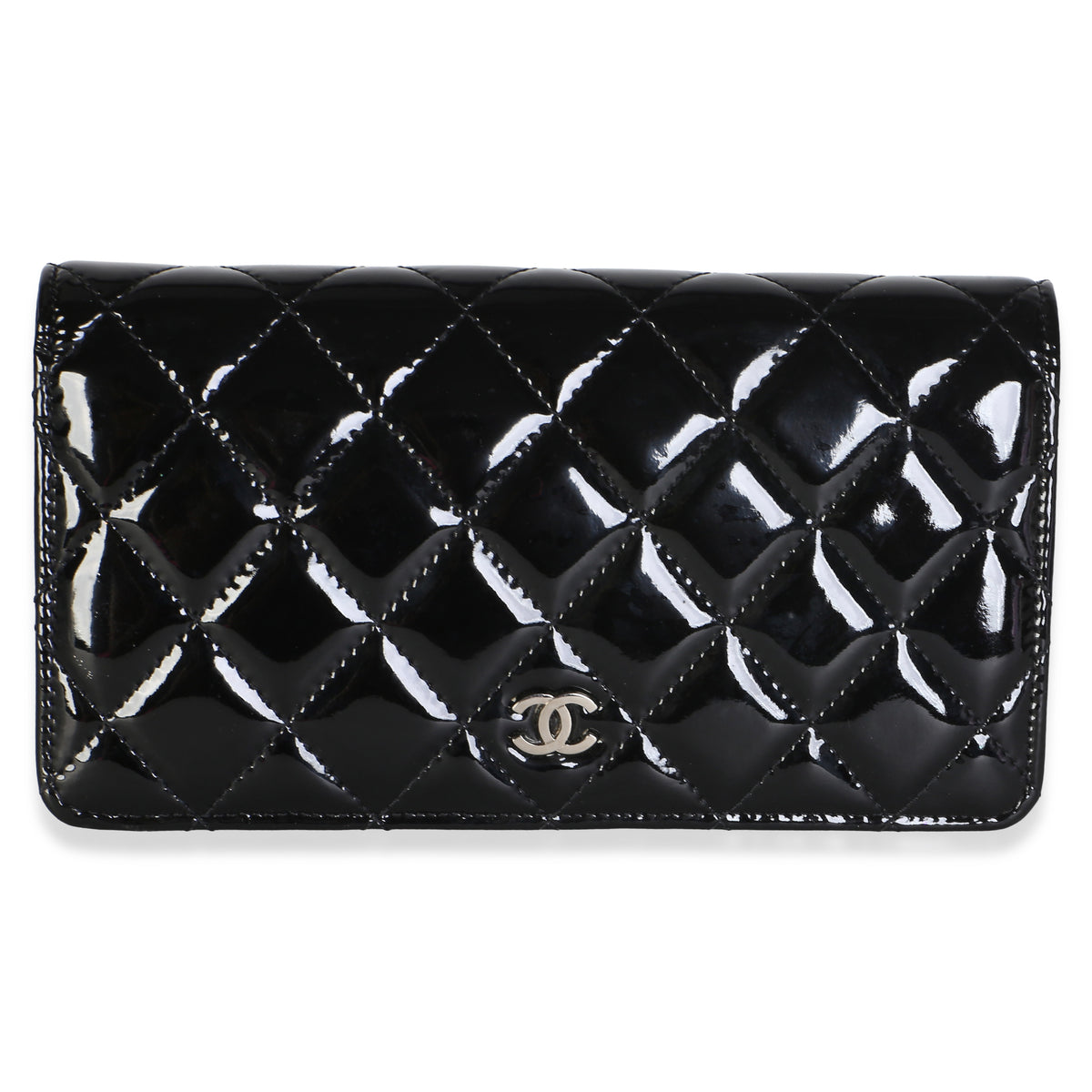 Chanel Black Quilted Patent CC Yen Wallet Wallet id