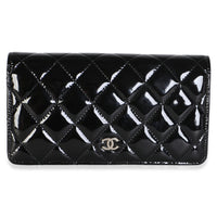 Chanel Black Quilted Patent CC Yen Wallet Wallet id