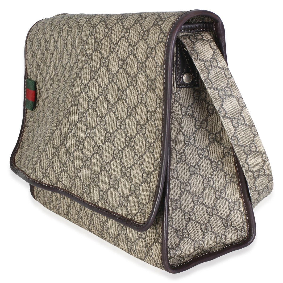 Gucci Beige GG Plus Monogram Canvas Large Flap Messenger Bag Handbag 2