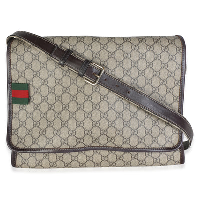 Gucci Beige GG Plus Monogram Canvas Large Flap Messenger Bag Handbag id
