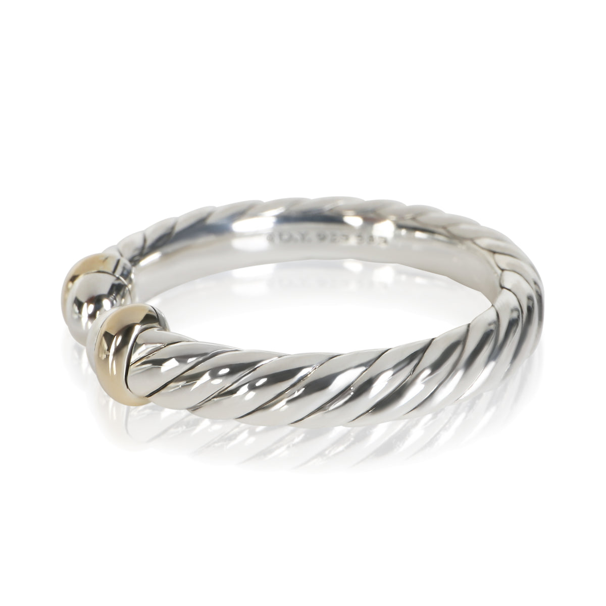 David Yurman Yellow Gold & Sterling Silver Petite Cable Open Ring 2