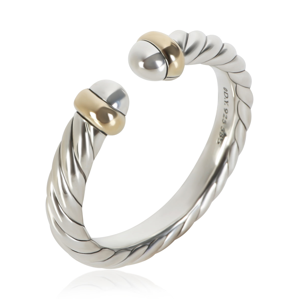David Yurman Yellow Gold & Sterling Silver Petite Cable Open Ring 4