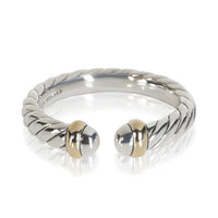David Yurman Yellow Gold & Sterling Silver Petite Cable Open Ring fv