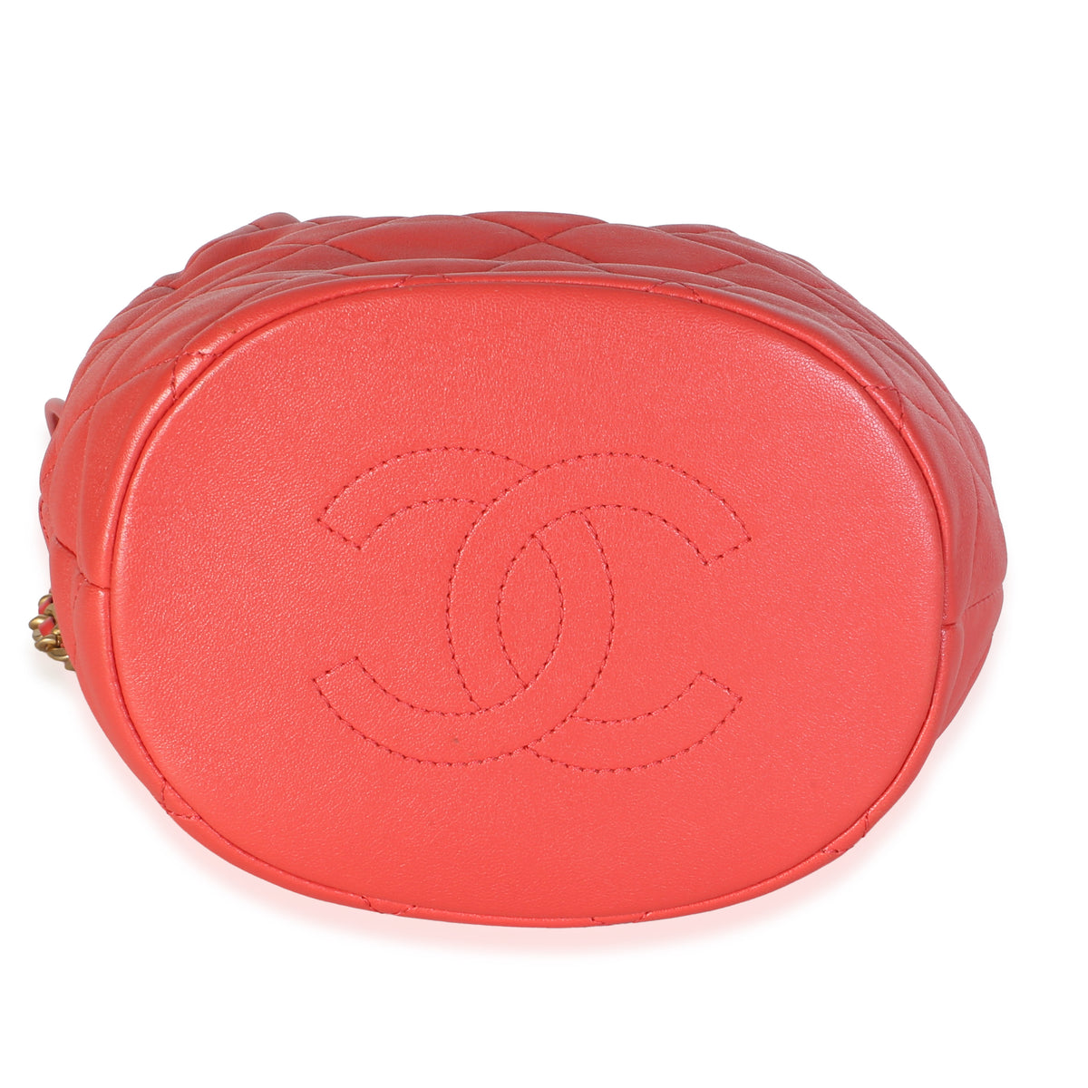 Chanel Red Quilted Calfskin Chain Is More Bucket Bag Handbag 5