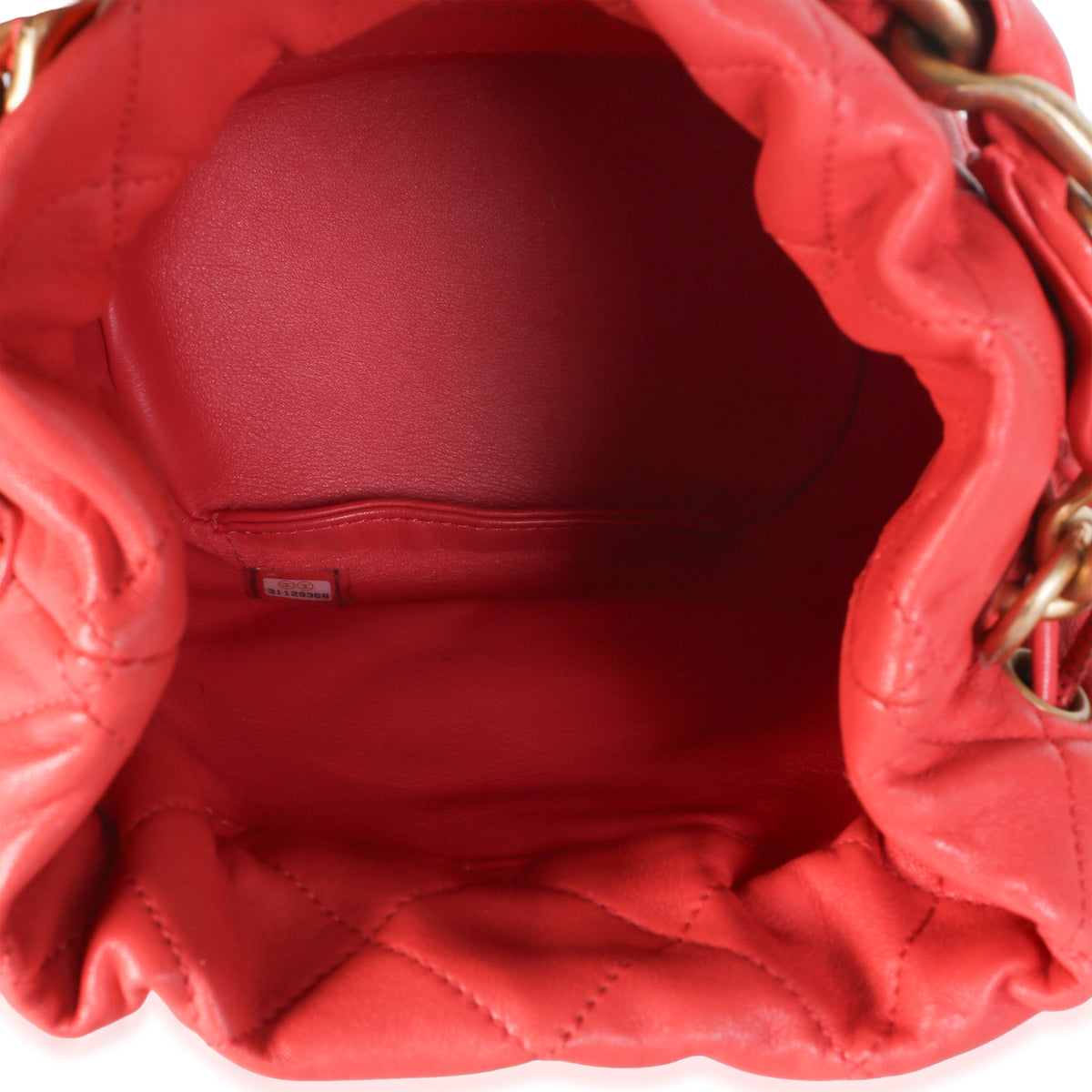 Chanel Red Quilted Calfskin Chain Is More Bucket Bag Handbag 8