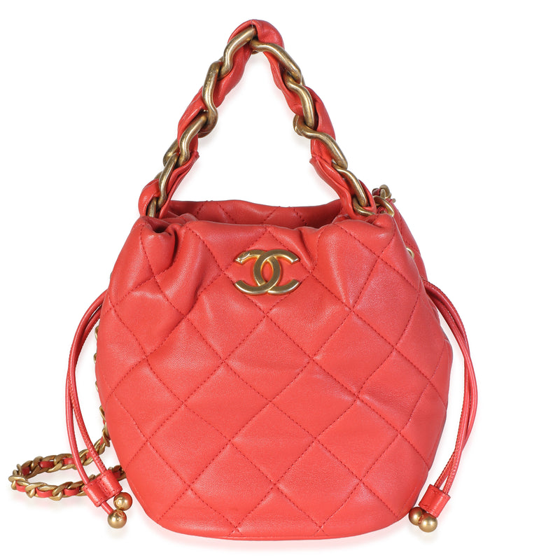 Chanel Red Quilted Calfskin Chain Is More Bucket Bag Handbag id