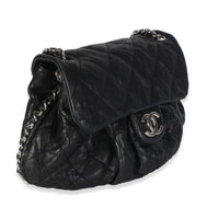 Chanel Black Washed Quilted Lambskin Chain Around Flap Bag Handbag 3