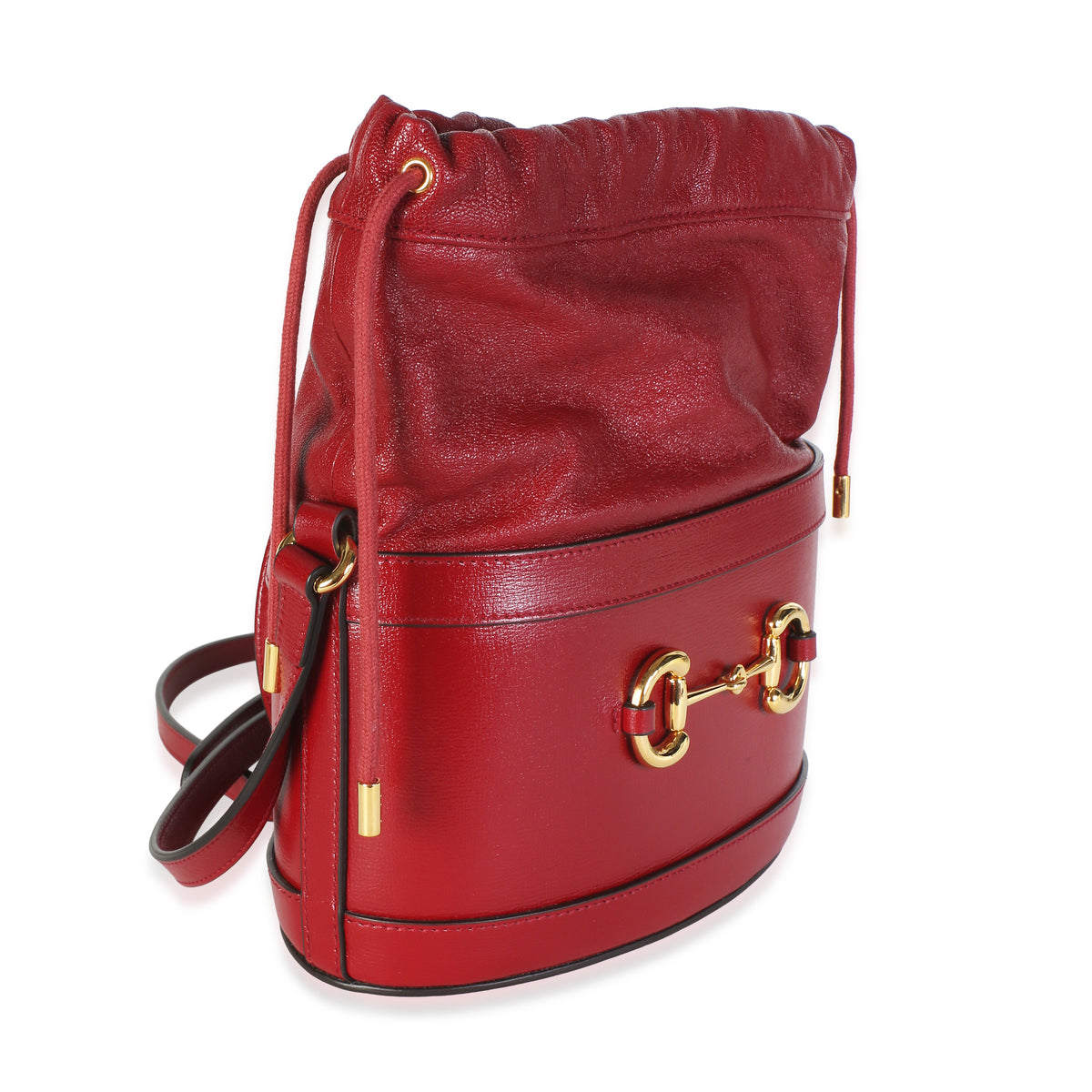 Gucci Red Calfskin Horsebit 1955 Drawstring Bucket Bag Handbag 2
