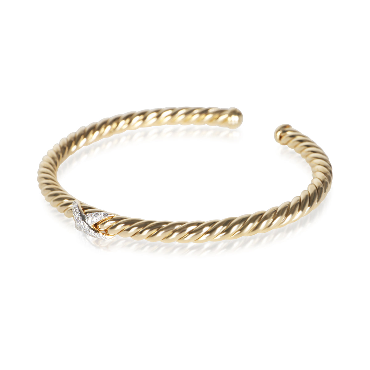 David Yurman Yellow Gold Diamond X Cablespira Bracelet 2