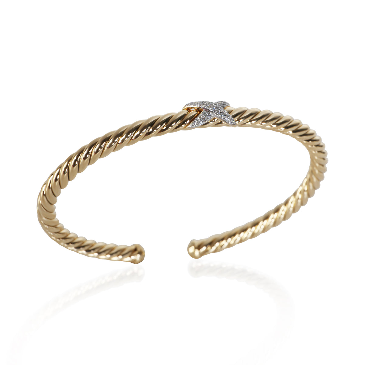 David Yurman Yellow Gold Diamond X Cablespira Bracelet 4