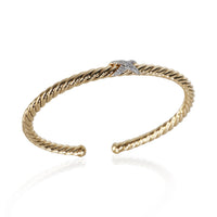 David Yurman Yellow Gold Diamond X Cablespira Bracelet 4