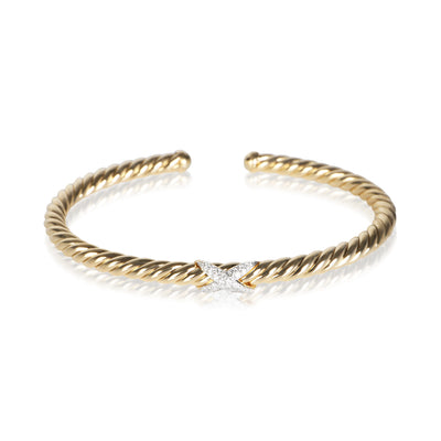David Yurman Yellow Gold Diamond X Cablespira Bracelet fv