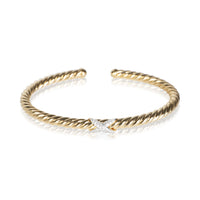 David Yurman Yellow Gold Diamond X Cablespira Bracelet fv