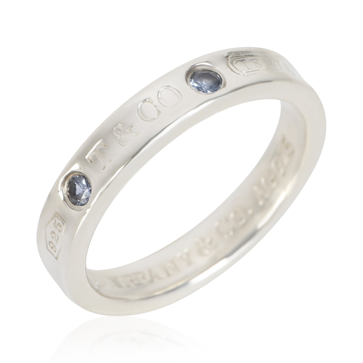 Tiffany & Co. Sterling Silver Sapphire 1837 Ring 4