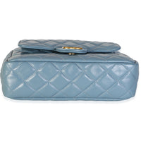 Chanel Blue Shiny Quilted Calfskin Small Wavy CC Hobo Handbag 5