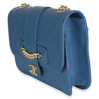 Chanel Blue Quilted Calfskin Front Chain Flap Bag Handbag 2