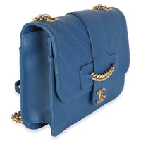 Chanel Blue Quilted Calfskin Front Chain Flap Bag Handbag 3
