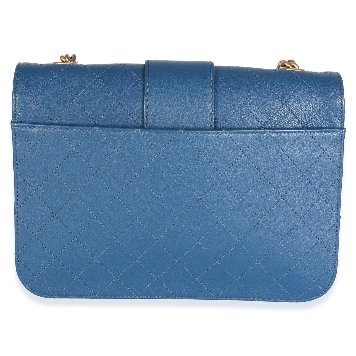 Chanel Blue Quilted Calfskin Front Chain Flap Bag Handbag 4