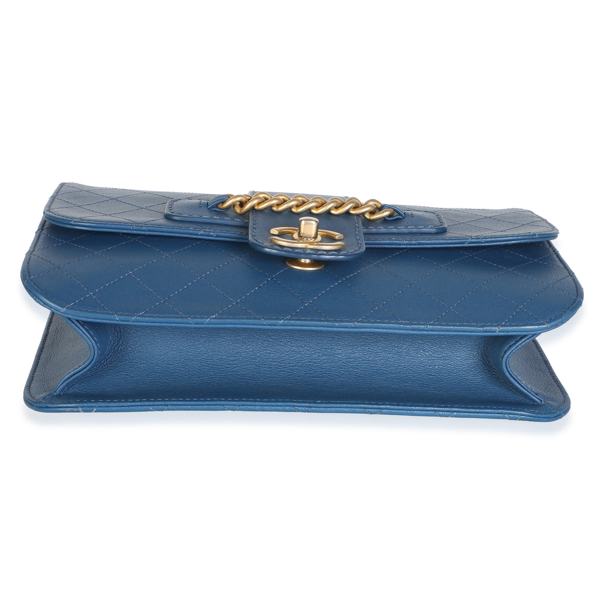 Chanel Blue Quilted Calfskin Front Chain Flap Bag Handbag 5