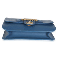 Chanel Blue Quilted Calfskin Front Chain Flap Bag Handbag 5