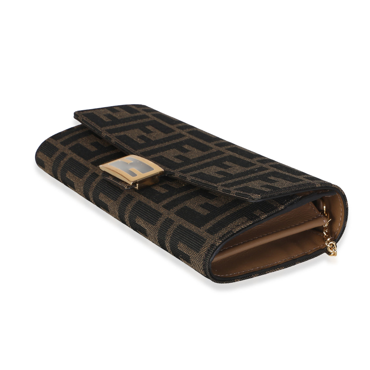 Fendi Brown FF Jacquard Canvas Baguette Wallet On Chain Handbag 6