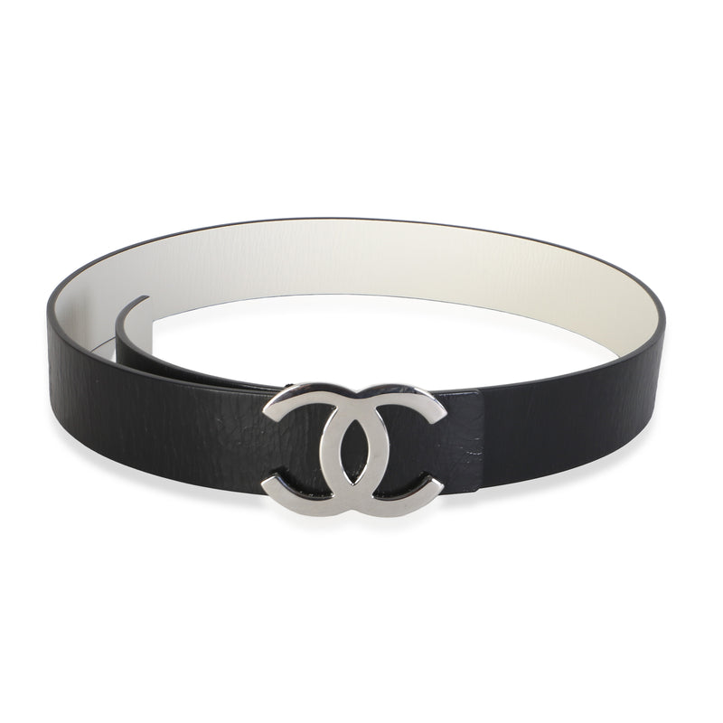 Chanel B22 White Black Patent Reversible CC Belt 80 fv